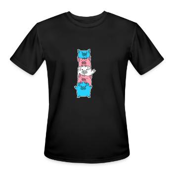 Trans Flag Pig Design for proud Trans People - Men's Moisture Wicking Performance T-Shirt - black - Front - Jackson (183cm)