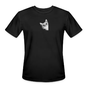 Curious Kitten Mono Sketch - Men's Moisture Wicking Performance T-Shirt - black - Front - Jackson (183cm)