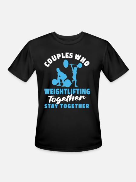 Weightlifting Weightlifter Couple - Men's Moisture Wicking Performance T-Shirt - black
