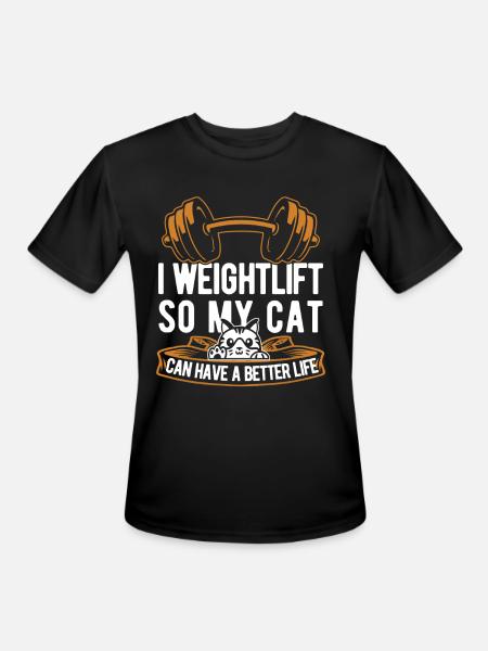 Weightlifting Weightlifter Cat - Men's Moisture Wicking Performance T-Shirt - black