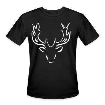 deer antlers stag moose reindeer wildlife head - Men's Moisture Wicking Performance T-Shirt - black - Front - Jackson (183cm)