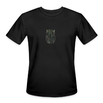 Geometric Camo Grid - Men's Moisture Wicking Performance T-Shirt - black - Front - Jackson (183cm)