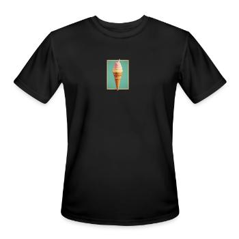 Retro Ice Cream Cone Graphic Tee - Sweet & Classic - Men's Moisture Wicking Performance T-Shirt - black - Front - Jackson (183cm)