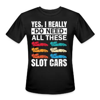 Slot Car Racing Toy RC Car Collector - Men's Moisture Wicking Performance T-Shirt - black - Front - Jackson (183cm)