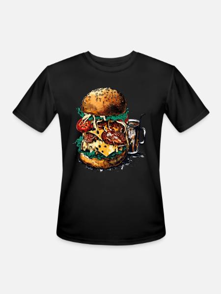 Burger Pizza Meal - Men's Moisture Wicking Performance T-Shirt - black