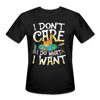 I Don't Care I Do What I Want for a Flat Earth - Men's Moisture Wicking Performance T-Shirt - black - Front - Jackson (183cm)