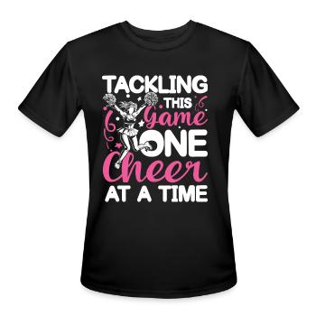 Tackling This Game One Cheer At A Time for a - Men's Moisture Wicking Performance T-Shirt - black - Front - Jackson (183cm)