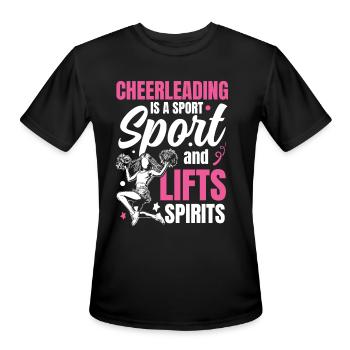 Cheerleading a Sport Tumbles and Lifts Spirits - Men's Moisture Wicking Performance T-Shirt - black - Front - Jackson (183cm)