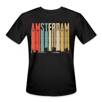 Amsterdam City Holland T-Shirt - Men's Moisture Wicking Performance T-Shirt - black - Front - Jackson (183cm)
