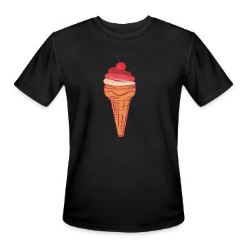 Ice cream with cherry in a cone - Men's Moisture Wicking Performance T-Shirt - black - Front - Jackson (183cm)