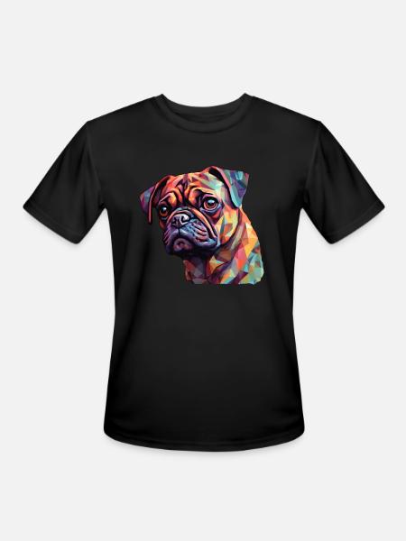 Pug Polygon - Men's Moisture Wicking Performance T-Shirt - black