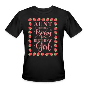 Aunt Of The Berry First Birthday Girl - Men's Moisture Wicking Performance T-Shirt - black - Front - Jackson (183cm)