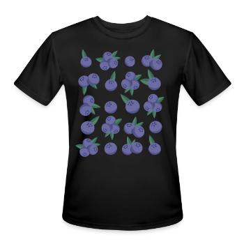 Blueberry Berry Fruit Pattern - Men's Moisture Wicking Performance T-Shirt - black - Front - Jackson (183cm)
