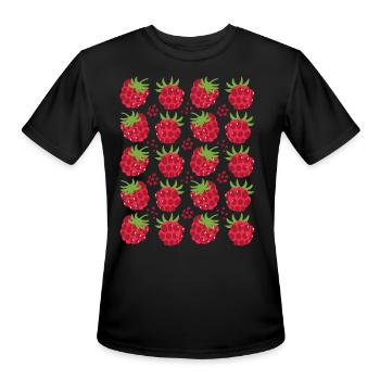 Raspberry Berry Fruit Pattern - Men's Moisture Wicking Performance T-Shirt - black - Front - Jackson (183cm)