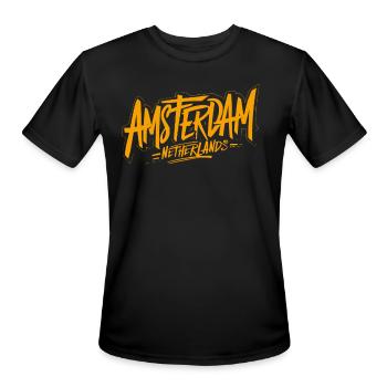 Amsterdam Netherlands Souvenir - Men's Moisture Wicking Performance T-Shirt - black - Front - Jackson (183cm)