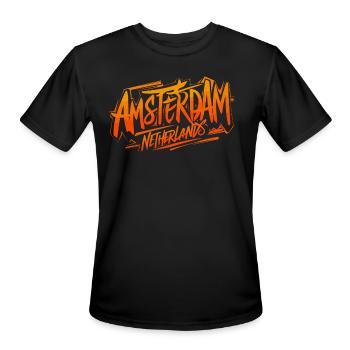 Amsterdam Netherlands Souvenir - Men's Moisture Wicking Performance T-Shirt - black - Front - Jackson (183cm)
