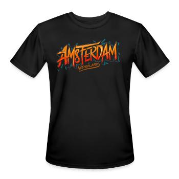 Amsterdam Netherlands Souvenir - Men's Moisture Wicking Performance T-Shirt - black - Front - Jackson (183cm)