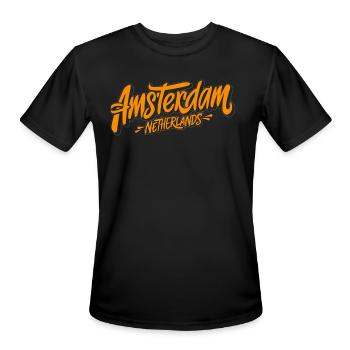 Amsterdam Netherlands Souvenir Charm - Men's Moisture Wicking Performance T-Shirt - black - Front - Jackson (183cm)