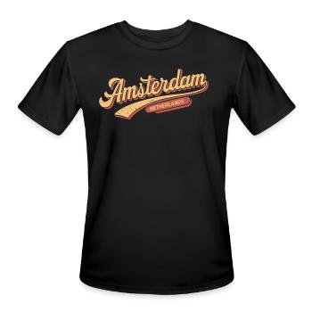 Amsterdam Netherlands Souvenir Vintage Style - Men's Moisture Wicking Performance T-Shirt - black - Front - Jackson (183cm)