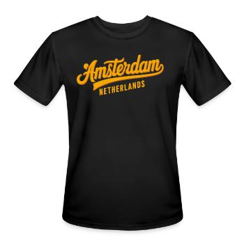 Amsterdam Netherlands Souvenir Design - Men's Moisture Wicking Performance T-Shirt - black - Front - Jackson (183cm)