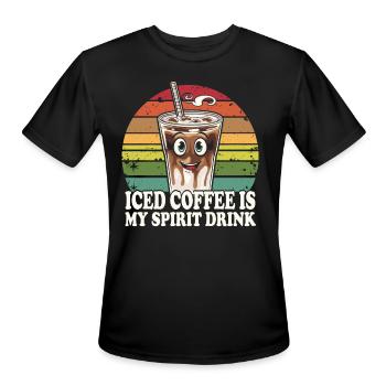 Iced Coffee Is My Spirit Drink Retro Cartoon - Men's Moisture Wicking Performance T-Shirt - black - Front - Jackson (183cm)