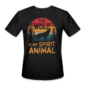 The Wolf Is My Spirit Animal Howling Wolf - Men's Moisture Wicking Performance T-Shirt - black - Front - Jackson (183cm)