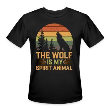The Wolf Is My Spirit Animal Howling Wolf - Men's Moisture Wicking Performance T-Shirt - black - Front - Jackson (183cm)