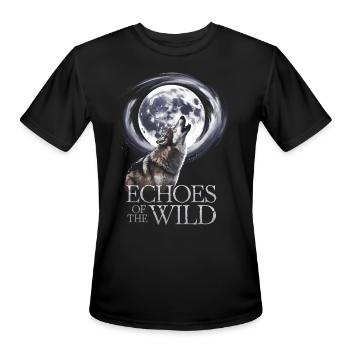 Echoes Of The Wild Howling Wolf Moon Art - Men's Moisture Wicking Performance T-Shirt - black - Front - Jackson (183cm)