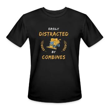 Easily distracted by Combine harvesters Farmer - Men's Moisture Wicking Performance T-Shirt - black - Front - Jackson (183cm)