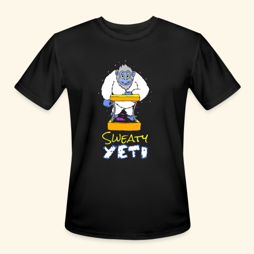Sweaty Yeti Treadmill Fitness Design on Dark - Men's Moisture Wicking Performance T-Shirt