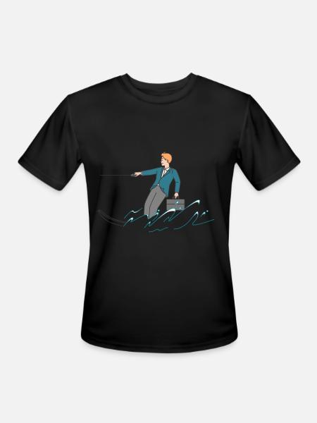 WATER SKIING - Men's Moisture Wicking Performance T-Shirt - black