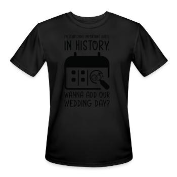 Wedding Day Pick Up Lines Couple Romantic Heart - Men's Moisture Wicking Performance T-Shirt - black - Front - Jackson (183cm)