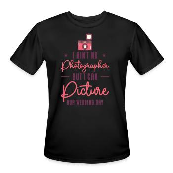 Couple Camera Romance Wedding Day Pick Up Lines - Men's Moisture Wicking Performance T-Shirt - black - Front - Jackson (183cm)