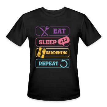 Eat Sleep Gardening Repeat Lifestyle - Men's Moisture Wicking Performance T-Shirt - black - Front - Jackson (183cm)