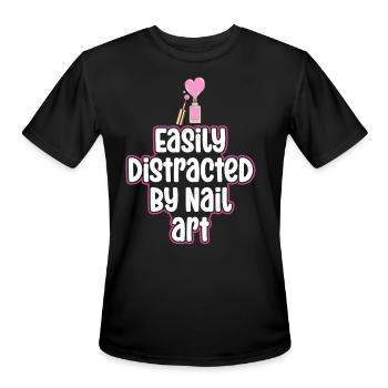 Easily Distracted By Nail Art Nail Tech - Men's Moisture Wicking Performance T-Shirt - black - Front - Jackson (183cm)