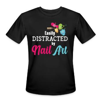 Easily Distracted By Nail Art Nail Tech - Men's Moisture Wicking Performance T-Shirt - black - Front - Jackson (183cm)