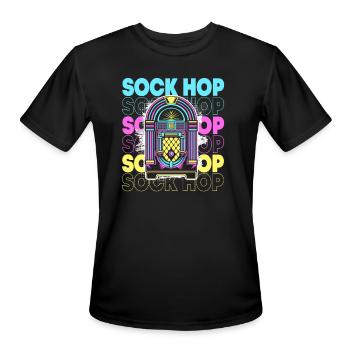 Retro 50s Sock Hop Dance - Men's Moisture Wicking Performance T-Shirt - black - Front - Jackson (183cm)
