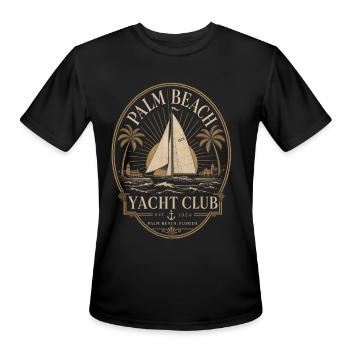 Palm Beach Yacht Club Emblem - Men's Moisture Wicking Performance T-Shirt - black - Front - Jackson (183cm)