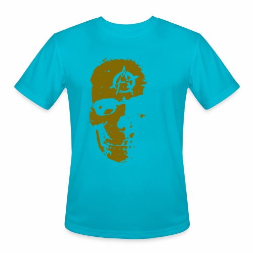 Anarchy Skull Gold Grunge Splatter Dots Gift Ideas - Men's Moisture Wicking Performance T-Shirt