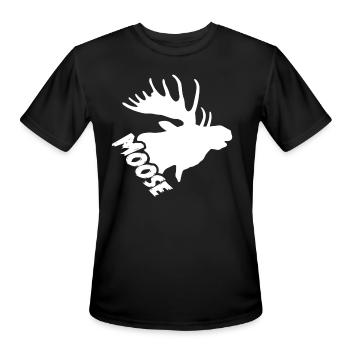 Moose Head Shirt - Men's Moisture Wicking Performance T-Shirt - black - Front - Jackson (183cm)