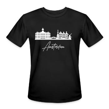 amsterdam skyline netherlands souvenir vacation - Men's Moisture Wicking Performance T-Shirt - black - Front - Jackson (183cm)
