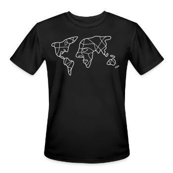 World Map World Maps Faces - Men's Moisture Wicking Performance T-Shirt - black - Front - Jackson (183cm)