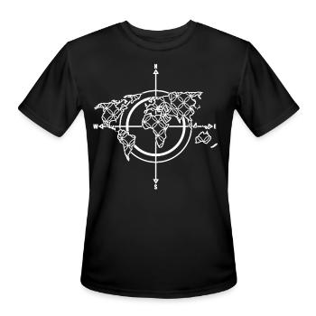 World Maps Compass World Map - Men's Moisture Wicking Performance T-Shirt - black - Front - Jackson (183cm)