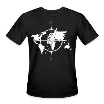 World Map Compass World Maps - Men's Moisture Wicking Performance T-Shirt - black - Front - Jackson (183cm)