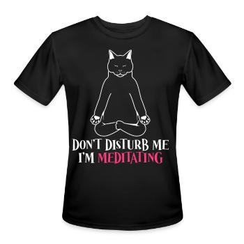 Meditating Cat Yoga Meditation - Men's Moisture Wicking Performance T-Shirt - black - Front - Jackson (183cm)