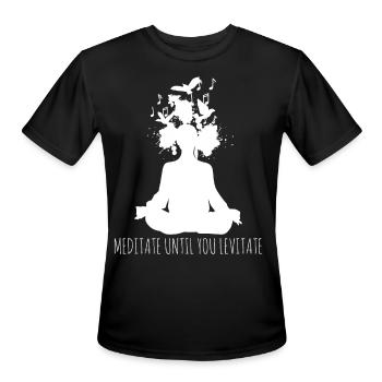 Meditation Levitation Meditating Yoga - Men's Moisture Wicking Performance T-Shirt - black - Front - Jackson (183cm)
