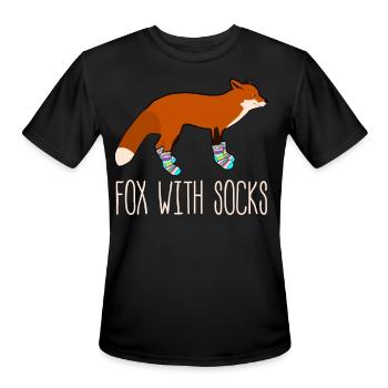 Fox with Winter Socks Sock Wool Socks - Men's Moisture Wicking Performance T-Shirt - black - Front - Jackson (183cm)