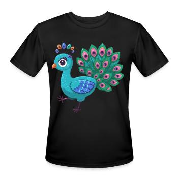 Majestic Peacock Display - Men's Moisture Wicking Performance T-Shirt - black - Front - Jackson (183cm)