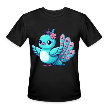 Playful Peacock Cartoon - Men's Moisture Wicking Performance T-Shirt - black - Front - Jackson (183cm)
