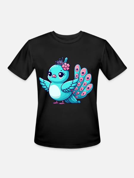 Playful Peacock Cartoon - Men's Moisture Wicking Performance T-Shirt - black